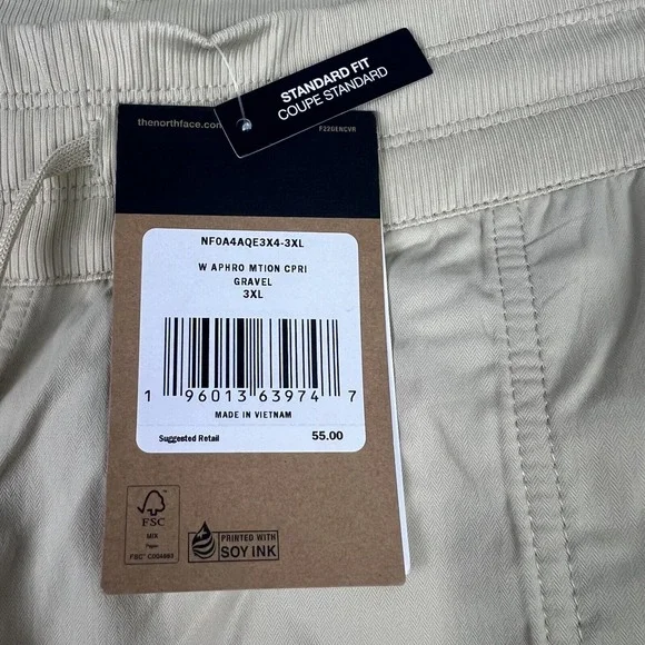 The North Face Aphrodite Motion Capri Pants Women's 3XL Tan Lightweight NEW - Picture 3 of 13